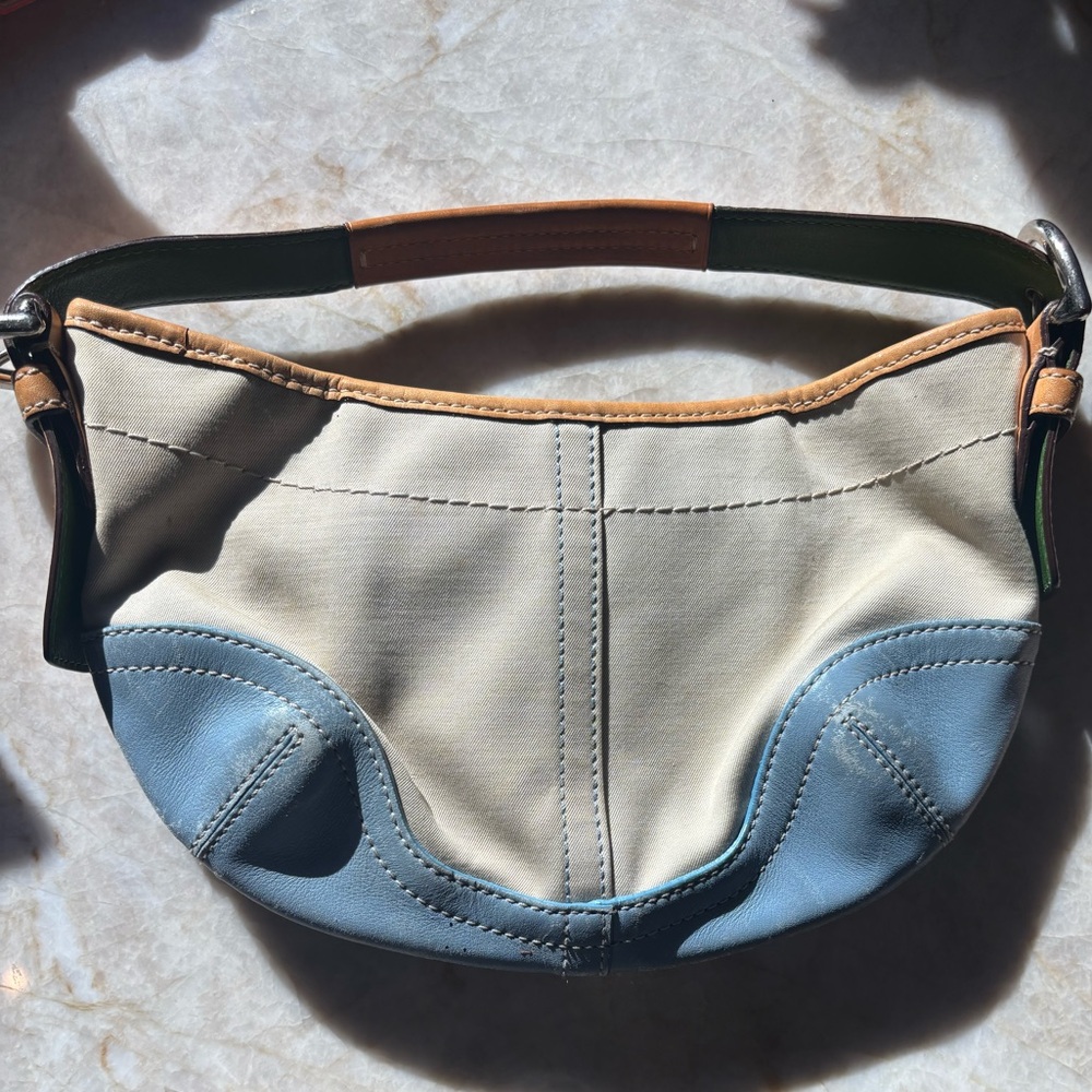 Coach Canvas & Leather Vintage Small Shoulder Bag | Color block | Used